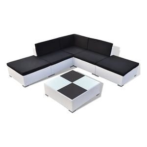 Afuera Living Contemporary 6 Piece Lounge Set in Black/White