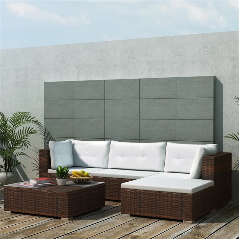 Afuera Living Contemporary 5 Piece Steel Medium Lounge Set in Brown
