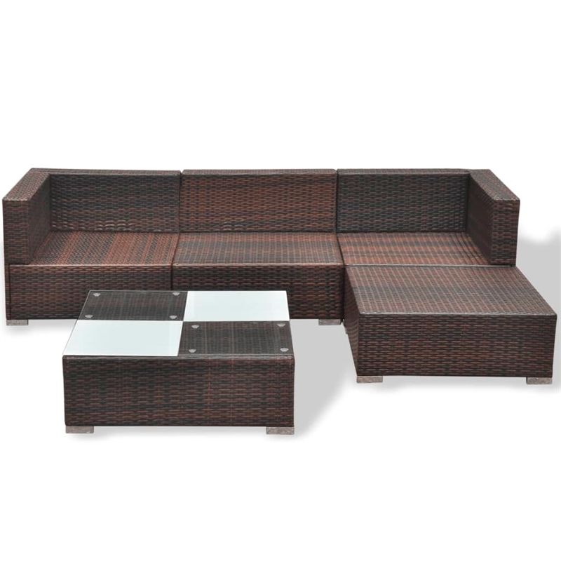 Afuera Living Contemporary 5 Piece Steel Medium Lounge Set in Brown