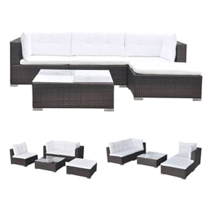 Afuera Living Contemporary 5 Piece Steel Medium Lounge Set in Brown