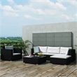 Afuera Living 6 Piece Poly Rattan Patio Sofa Set in Black/Cream