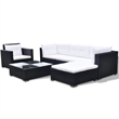 Afuera Living 6 Piece Poly Rattan Patio Sofa Set in Black/Cream
