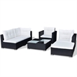 Afuera Living 6 Piece Poly Rattan Patio Sofa Set in Black/Cream