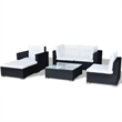 Afuera Living 6 Piece Poly Rattan Patio Sofa Set in Black/Cream