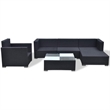 Afuera Living 6 Piece Poly Rattan Patio Sofa Set in Black/Cream