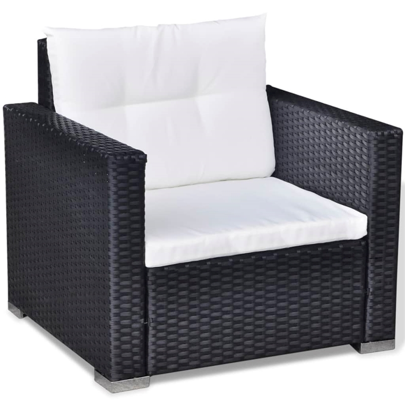 Afuera Living 6 Piece Poly Rattan Patio Sofa Set in Black/Cream