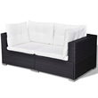 Afuera Living 6 Piece Poly Rattan Patio Sofa Set in Black/Cream