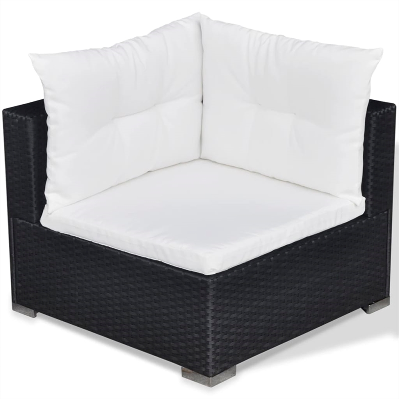Afuera Living 6 Piece Poly Rattan Patio Sofa Set in Black/Cream