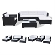 Afuera Living 6 Piece Poly Rattan Patio Sofa Set in Black/Cream