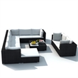 Afuera Living 10 Piece Poly Rattan Patio Furniture Black/Cream