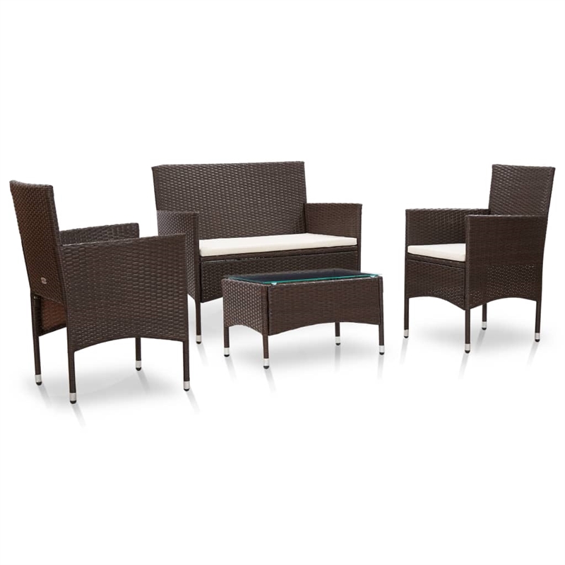 Afuera Living 4 Piece Steel Sofa Set with Removable Covers in Brown