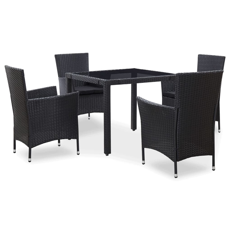 Afuera Living Contemporary 5 Piece Steel Furniture Set in Black