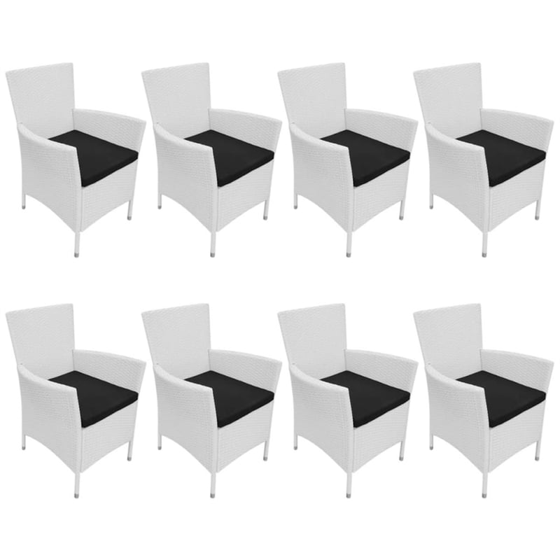 Afuera Living 9 Piece Poly Rattan Large Furniture Set in White/Cream