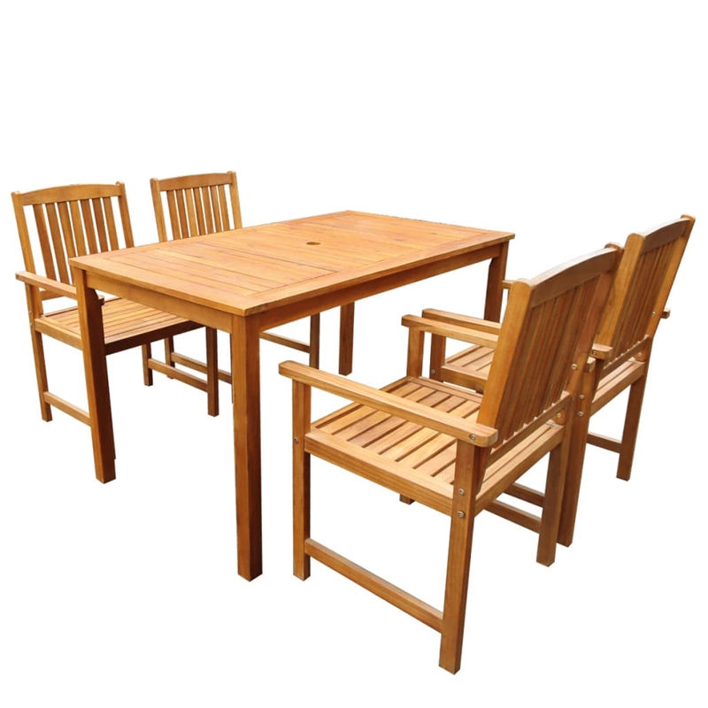 Afuera Living 5 Piece Solid Acacia Wood Outdoor Table And Chair Brown