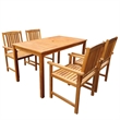 Afuera Living 5 Piece Solid Acacia Wood Outdoor Table And Chair Brown