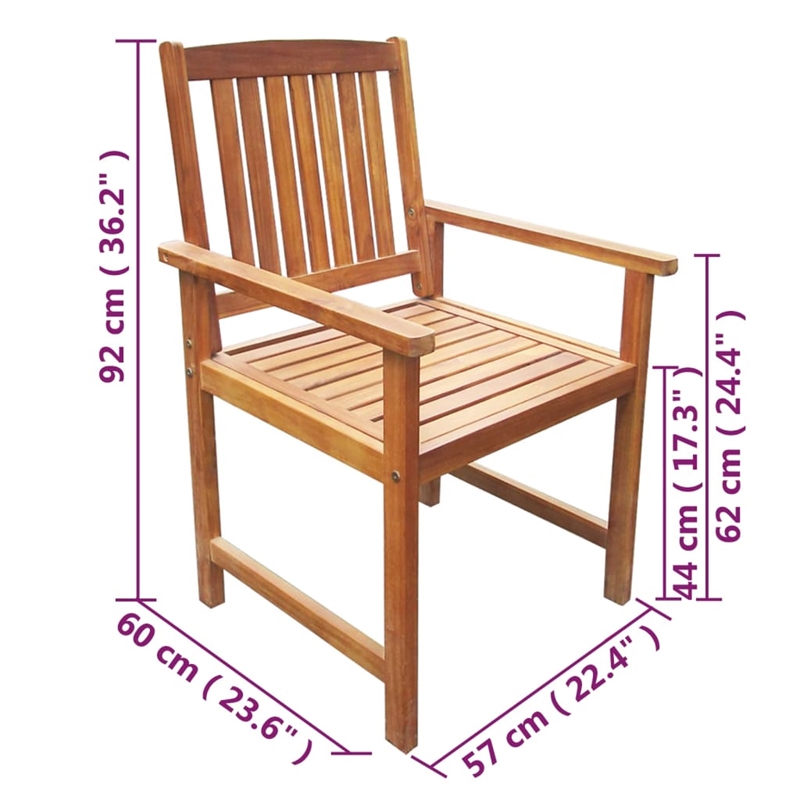 Afuera Living 5 Piece Solid Acacia Wood Outdoor Table And Chair Brown