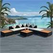 Afuera Living Contemporary 8 Piece Poly Rattan Sofa Set in Black/Brown
