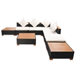 Afuera Living Contemporary 8 Piece Poly Rattan Sofa Set in Black/Brown