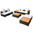Afuera Living Contemporary 8 Piece Poly Rattan Sofa Set in Black/Brown