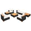 Afuera Living Contemporary 8 Piece Poly Rattan Sofa Set in Black/Brown
