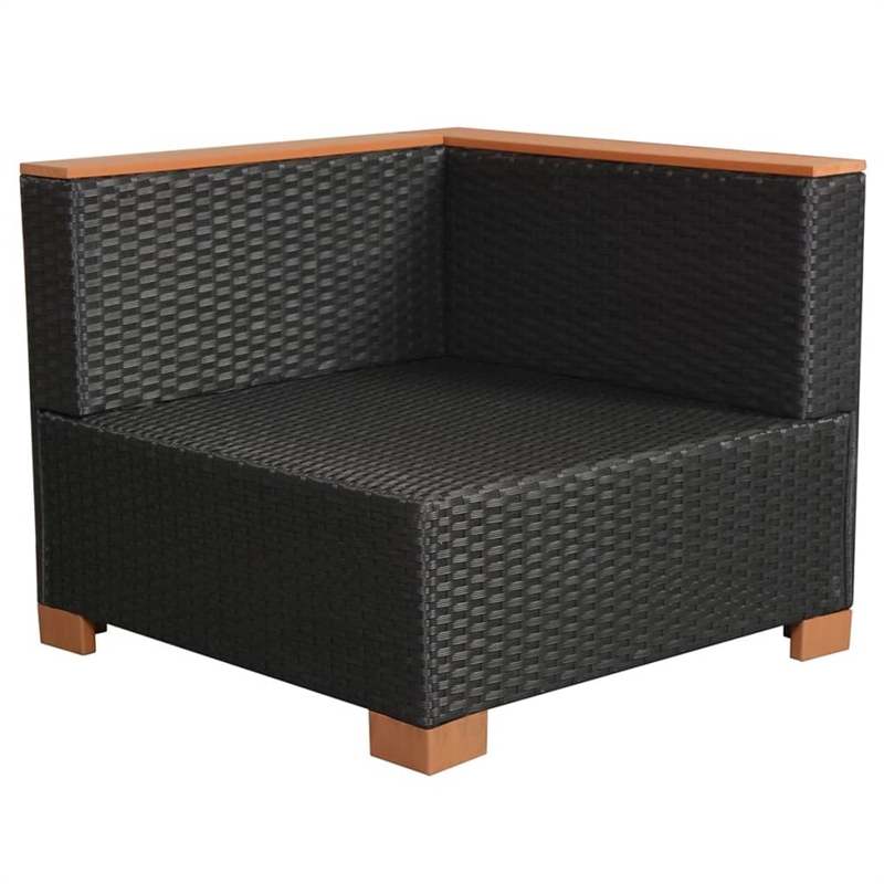 Afuera Living Contemporary 8 Piece Poly Rattan Sofa Set in Black/Brown