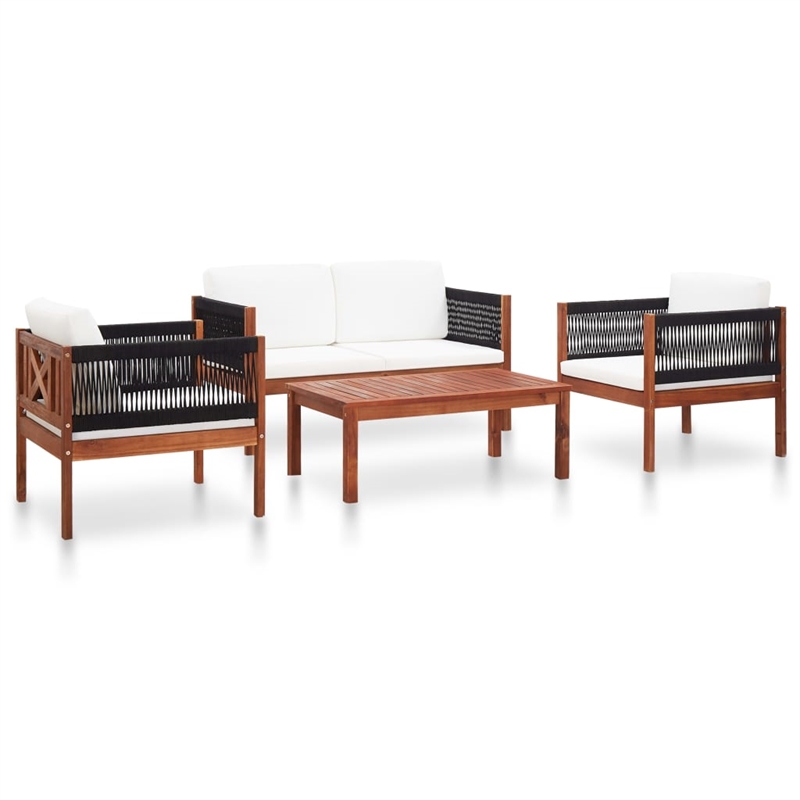 Afuera Living 4 Piece Solid Acacia Wood Small Garden Lounge Set in Natural