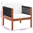 Afuera Living 4 Piece Solid Acacia Wood Small Garden Lounge Set in Natural