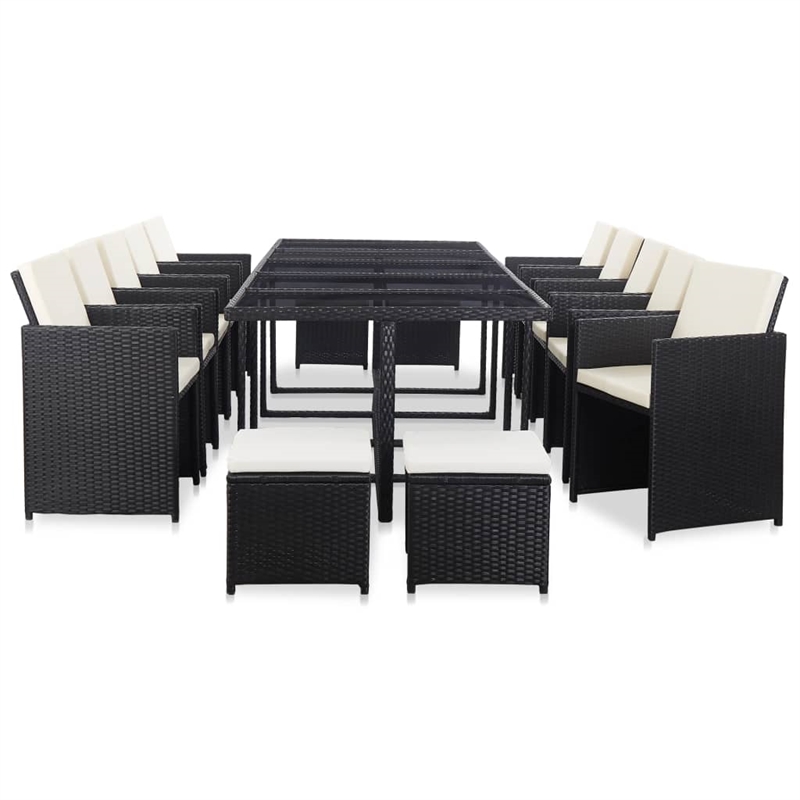 Afuera Living Contemporary 15 Piece Furniture Set in Black/Cream