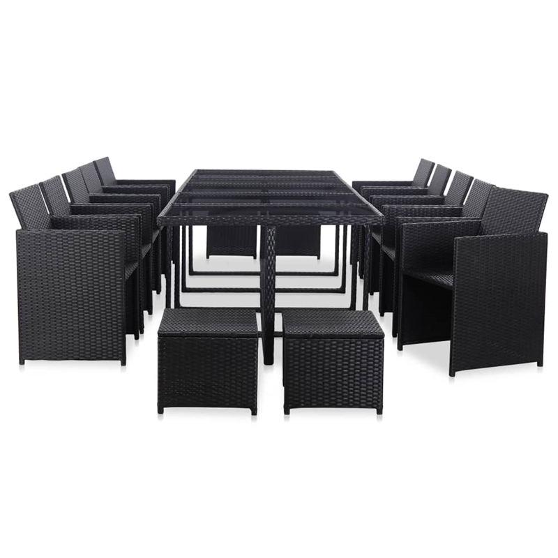 Afuera Living Contemporary 15 Piece Furniture Set in Black/Cream