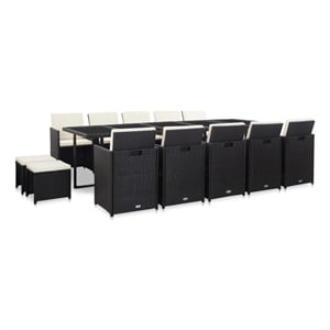Afuera Living Contemporary 15 Piece Furniture Set in Black/Cream