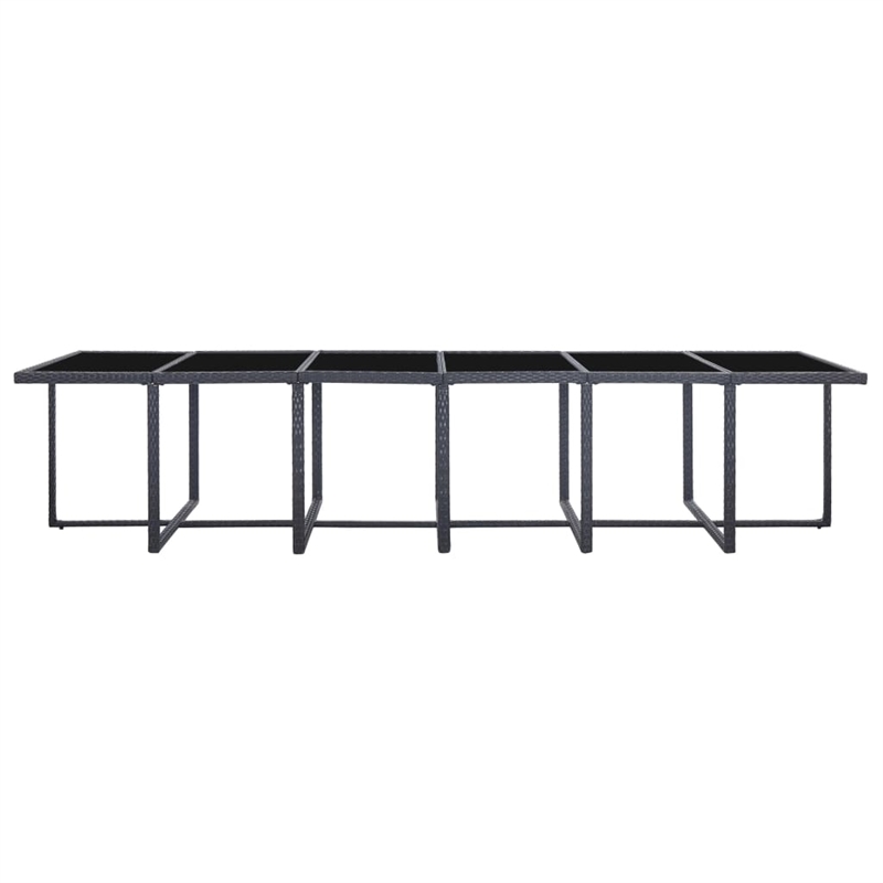 Afuera Living Contemporary 17 Piece Poly Rattan Furniture Set in Black