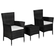Afuera Living 3 Piece Poly Rattan Garden Furniture Set in Black