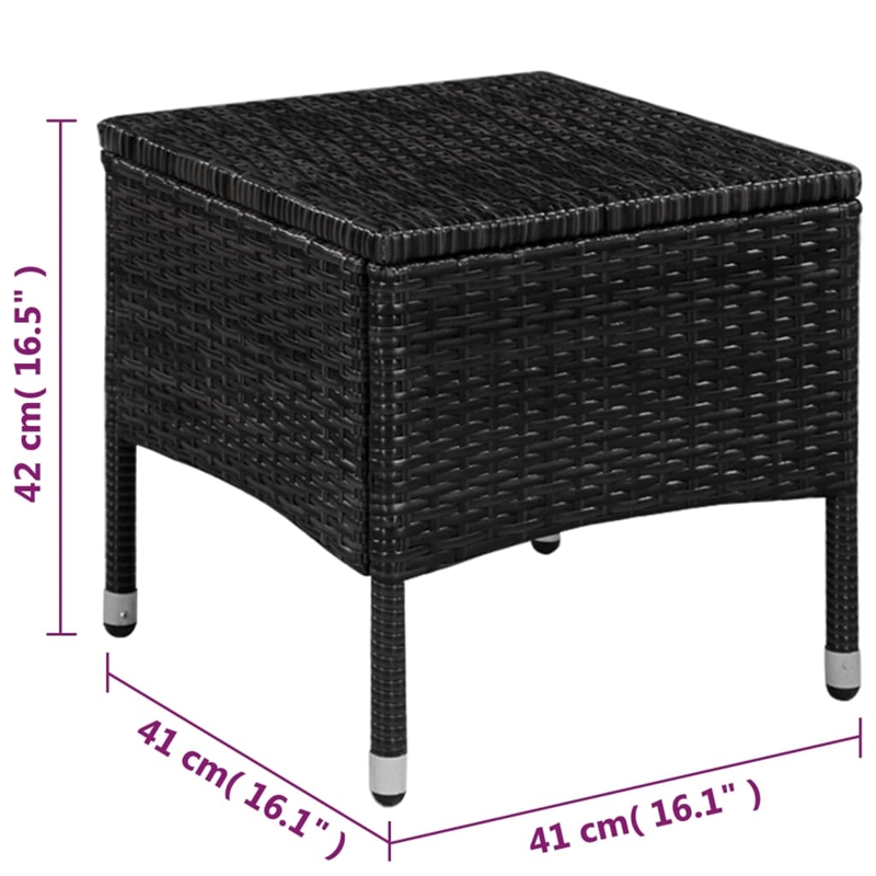 Afuera Living 3 Piece Poly Rattan Garden Furniture Set in Black