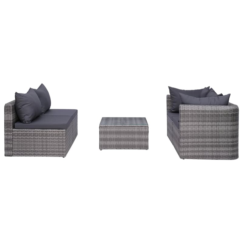 Afuera Living Contemporary 5 Piece Poly Rattan Sofa Set in Gray