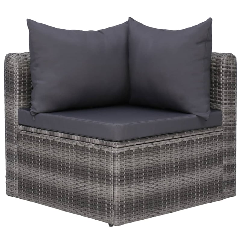 Afuera Living Contemporary 5 Piece Poly Rattan Sofa Set in Gray