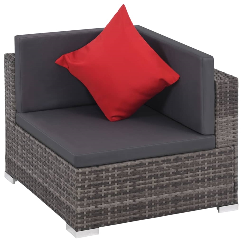 Afuera Living Contemporary 8 Piece Steel Sofa Set in Gray/Red
