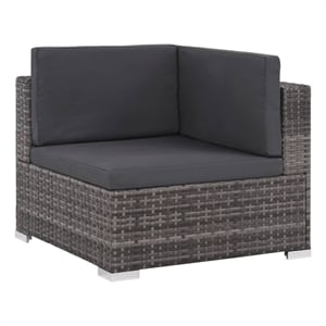 Afuera Living Contemporary Synthetic Poly Rattan 6 Piece Sofa Set in Gray