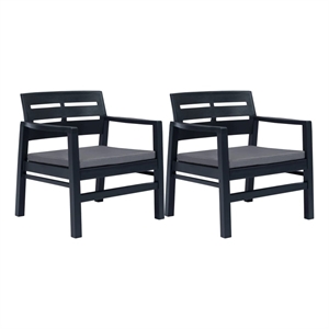 Afuera Living 3 Piece Plastic Standard Furniture Set in Anthracite