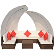 Afuera Living Contemporary 9 Piece Lounge Set in White/Red/Brown/Cream