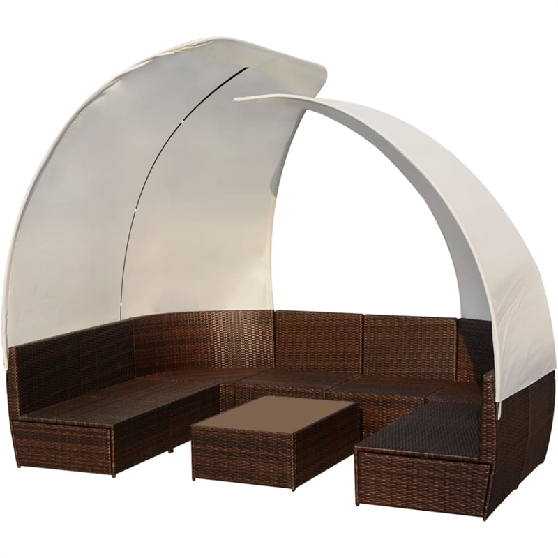 Afuera Living Contemporary 9 Piece Lounge Set in White/Red/Brown/Cream
