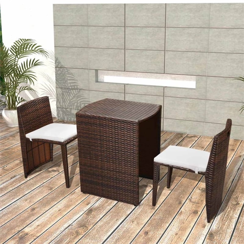 Afuera Living 3 Piece Steel Small Furniture Set in Brown/Cream