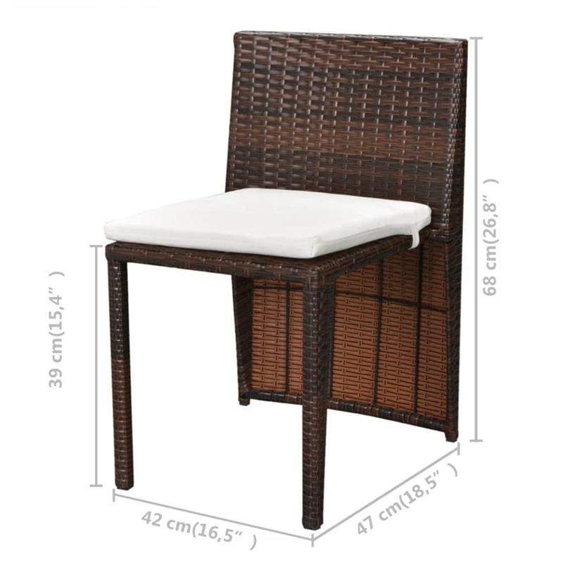 Afuera Living 3 Piece Steel Small Furniture Set in Brown/Cream