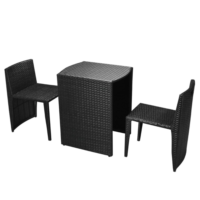 Afuera Living 3 Piece Poly Rattan Furniture Set in Black/Cream