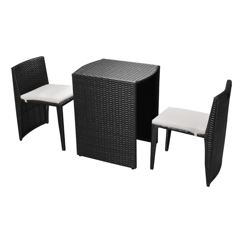 Afuera Living 3 Piece Poly Rattan Furniture Set in Black/Cream