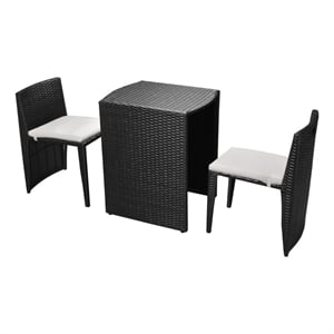 Afuera Living 3 Piece Poly Rattan Furniture Set in Black/Cream