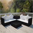 Afuera Living 4 Piece Poly Rattan Medium Patio Furniture in Black