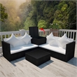 Afuera Living 4 Piece Poly Rattan Medium Patio Furniture in Black