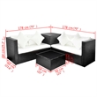 Afuera Living 4 Piece Poly Rattan Medium Patio Furniture in Black