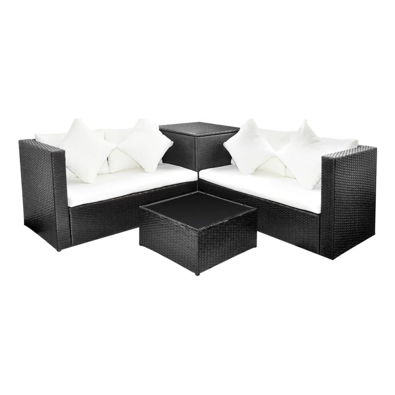 Afuera Living 4 Piece Poly Rattan Medium Patio Furniture in Black