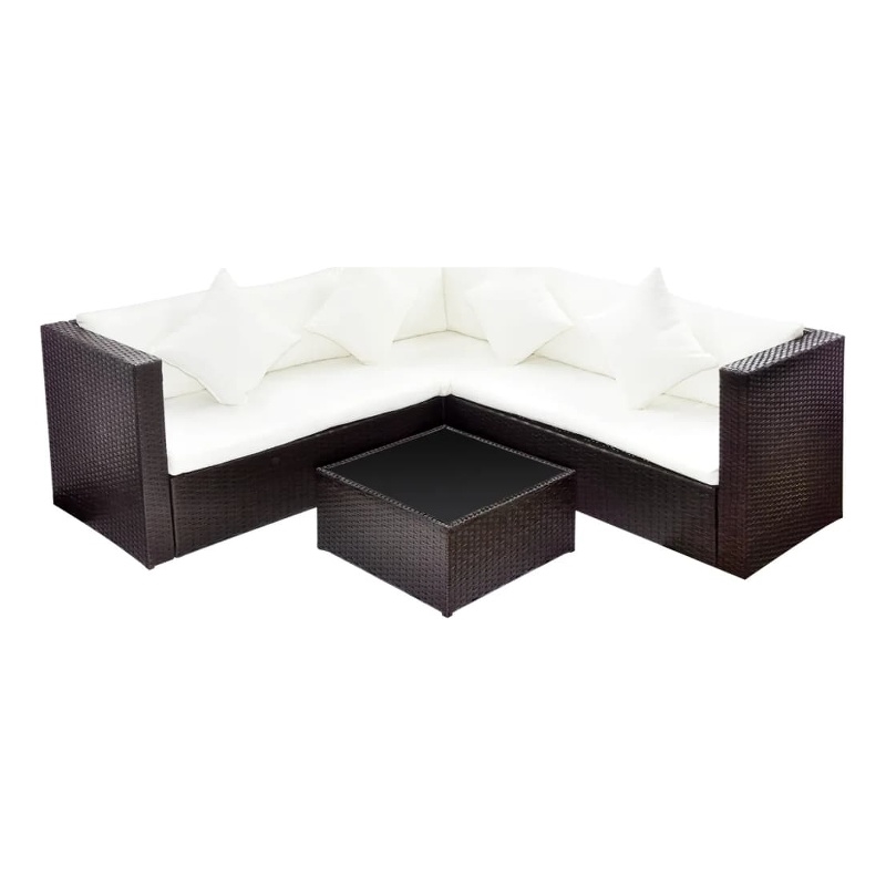 Afuera Living 4 Piece Poly Rattan Medium Patio Furniture in Brown